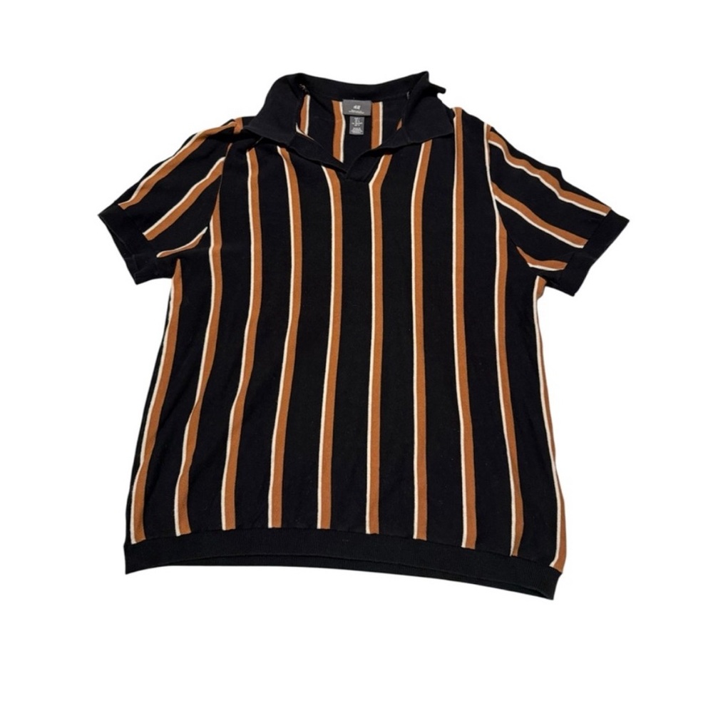 H&M Striped Fine Knit Polo Shirt
